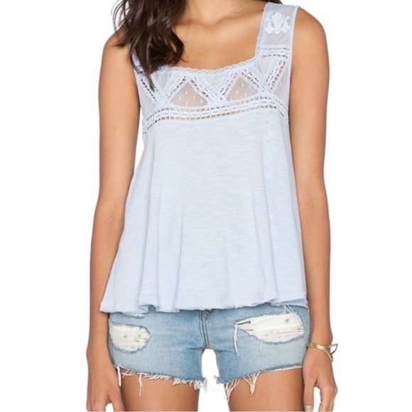 Free People Costa Mesh Babydoll Tank pale blue - Picture 1 of 5